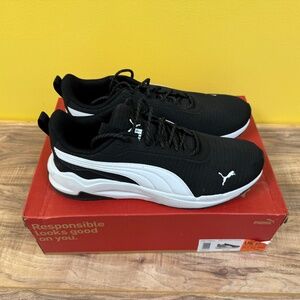 Puma Zip C Mens Sneakers Black with White Stripe